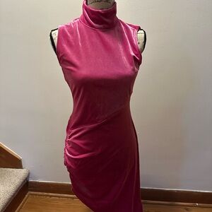 The Drop Elegant Pink Velvet Turtleneck Dress